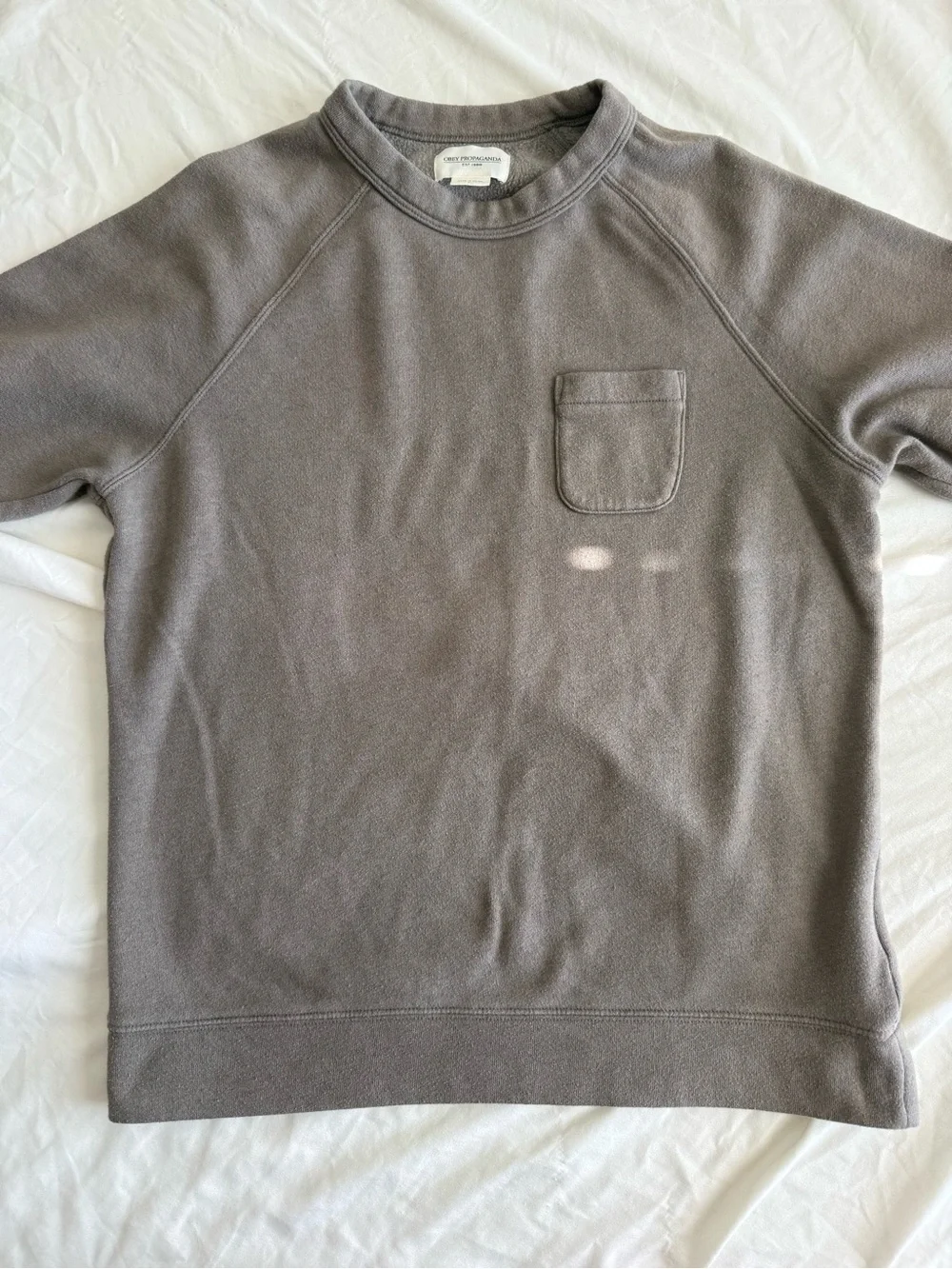 Men's Obey Propaganda Brown Crewneck Pocket Sweatshirt L Earthtone Goblincore
